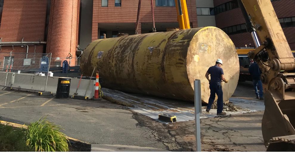 Underground storage tank being removed