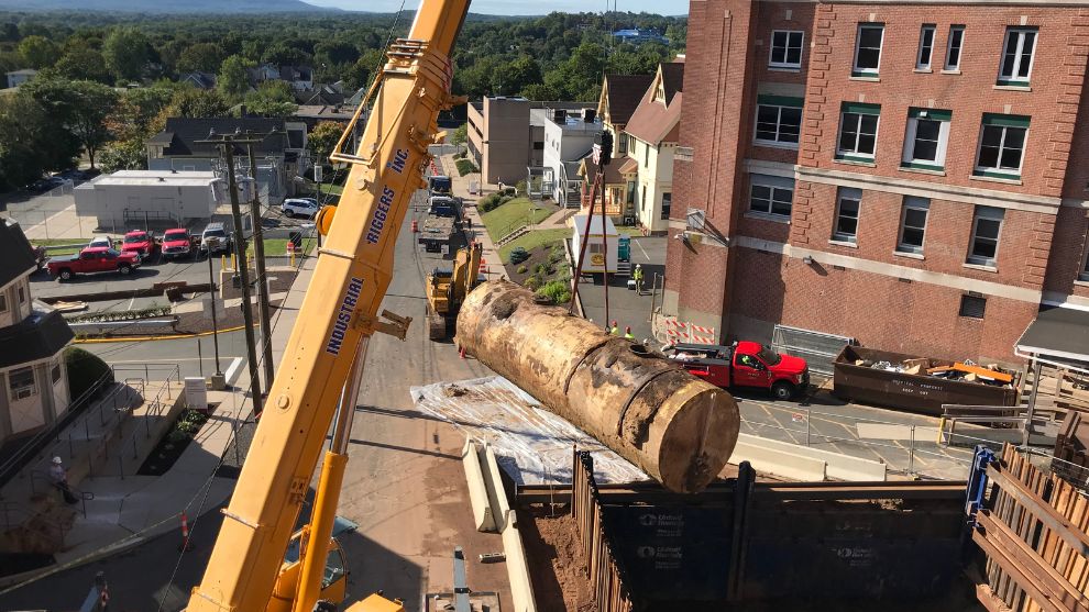 Crain removing underground storage tank