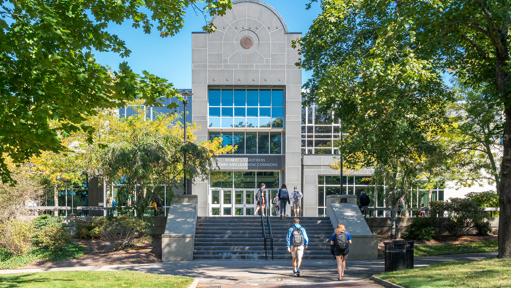 Exterior view of college campus grounds