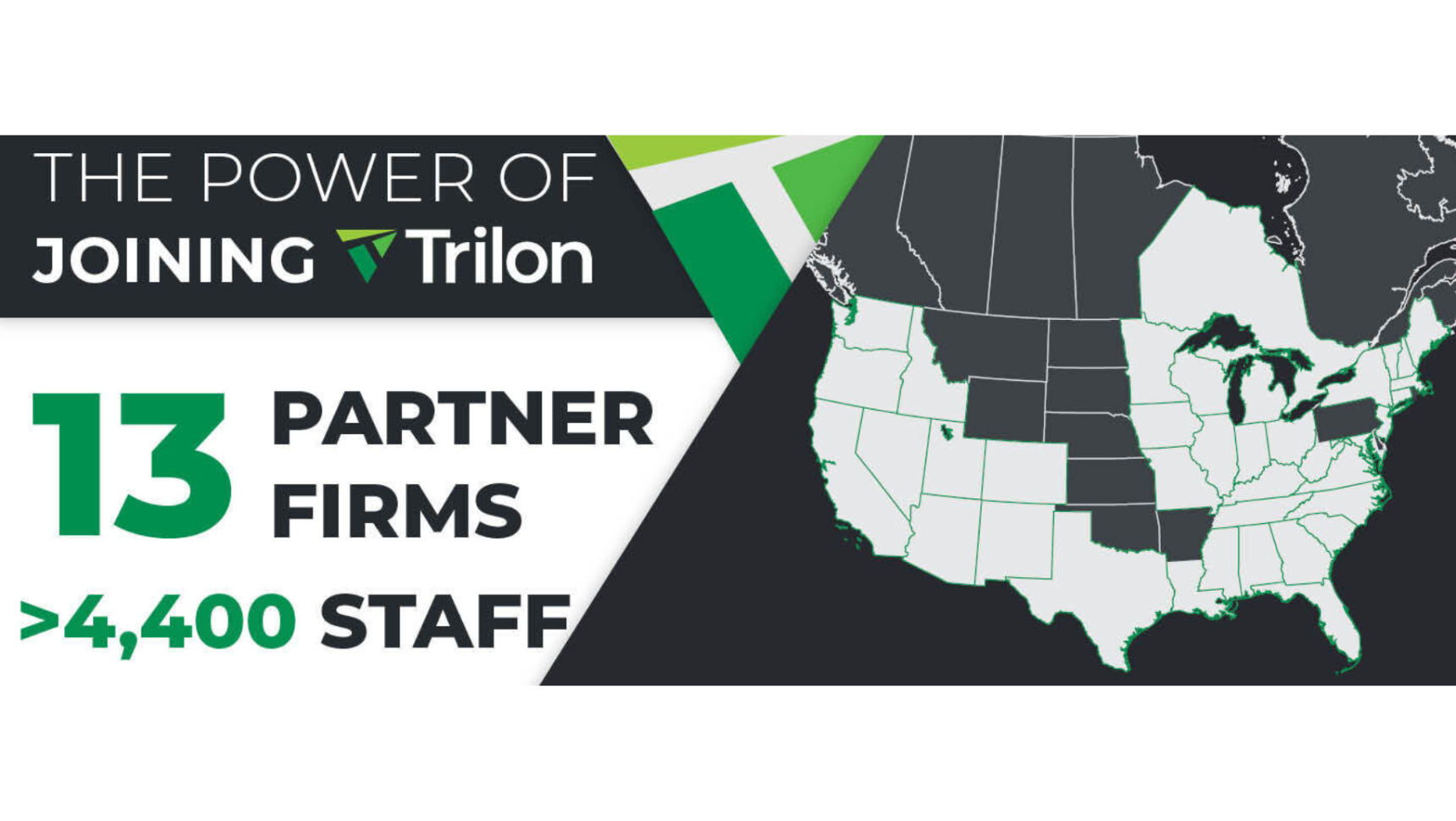 Graphic of USA showing Trilon partner firm locations