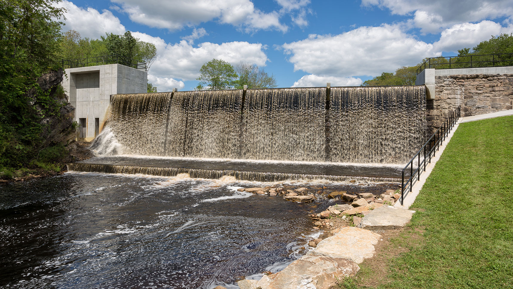 Water running over a dam