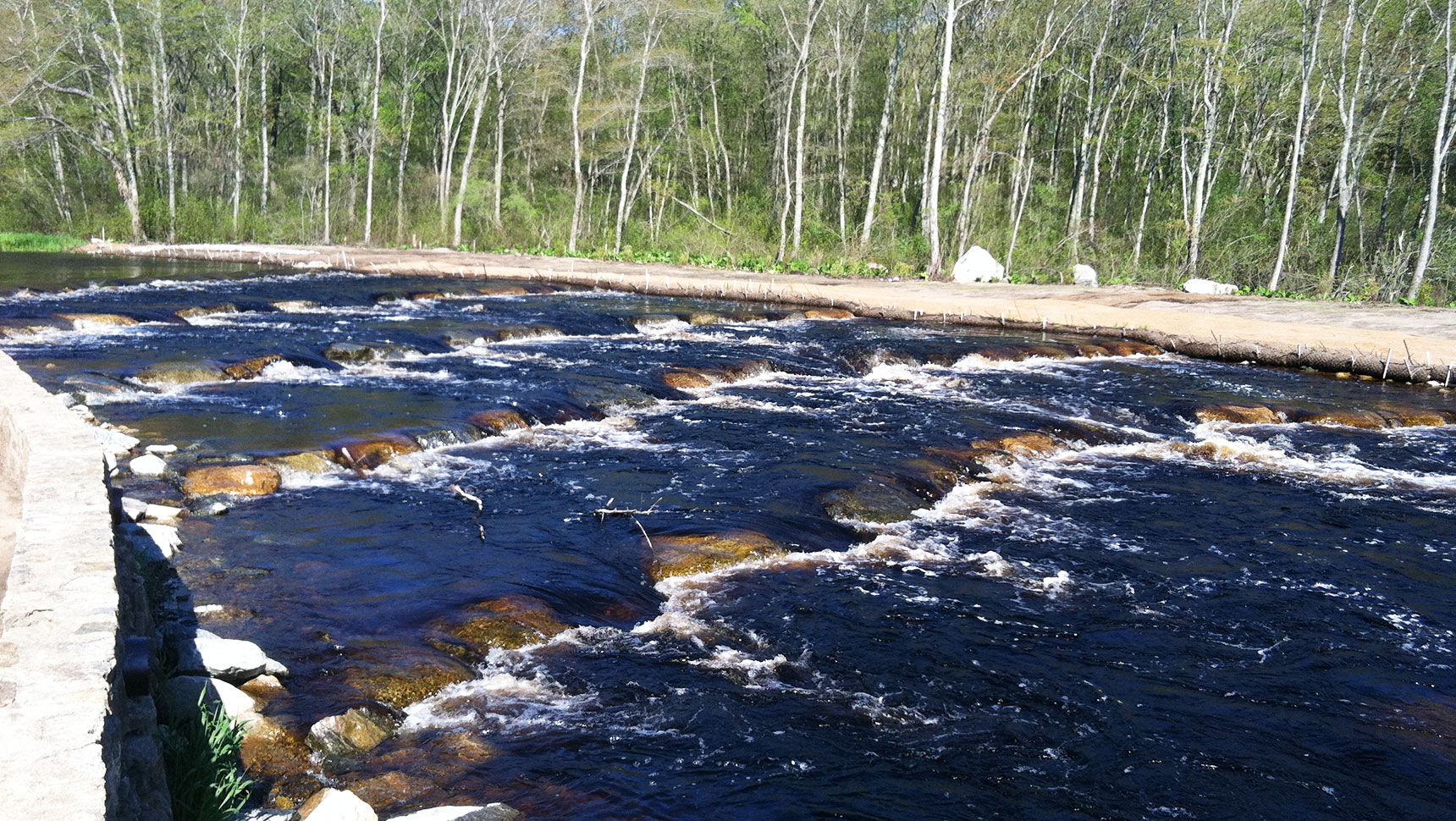 Fish eel passage, water flowing over rocks