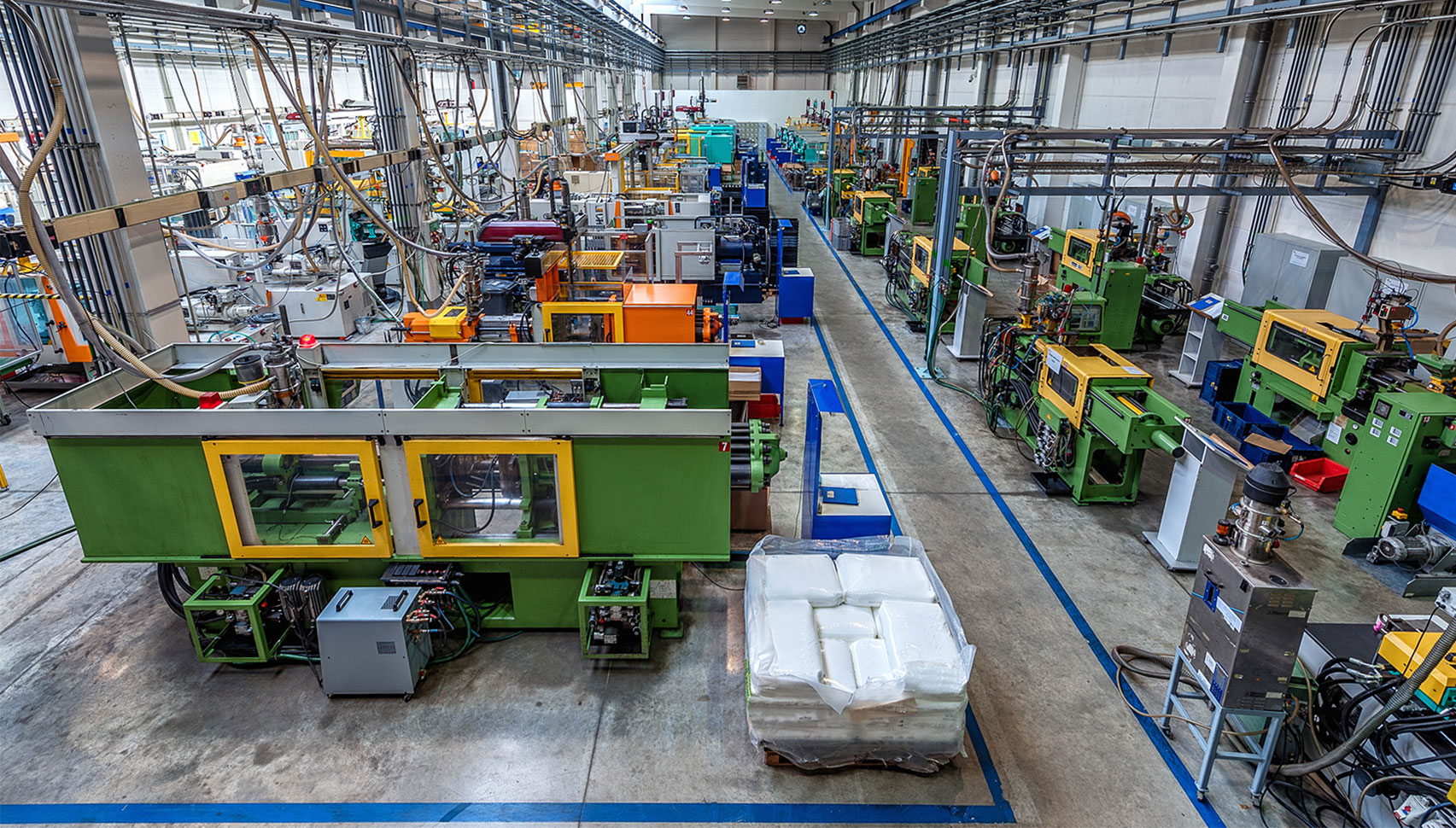Manufacturing facility floor with equipment