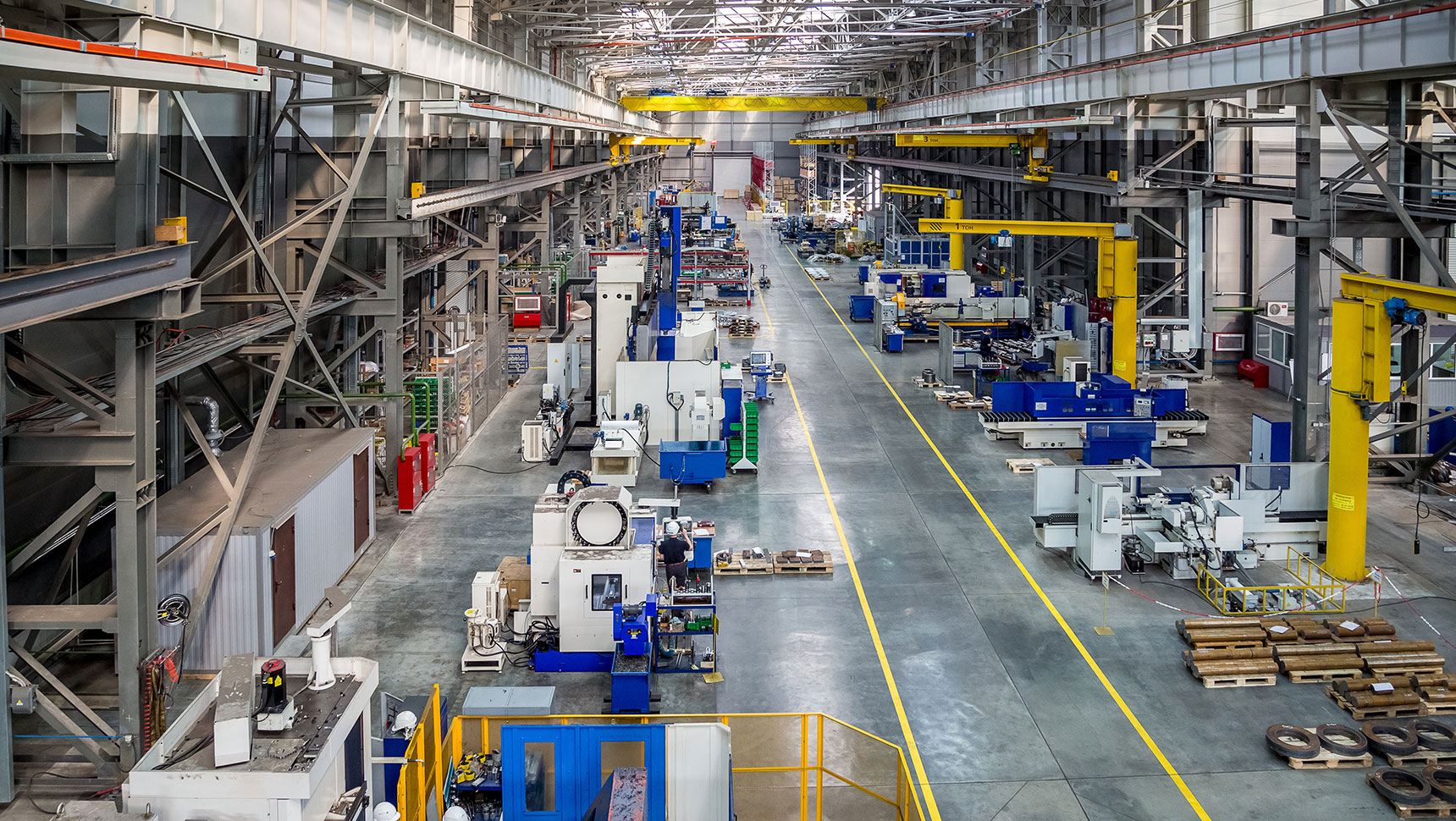 Overhead view of manufacturing floor