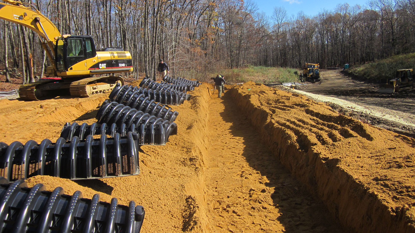 Construction site with excavator