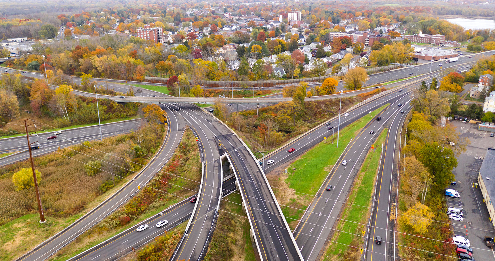 Aerial view of highways that intersect