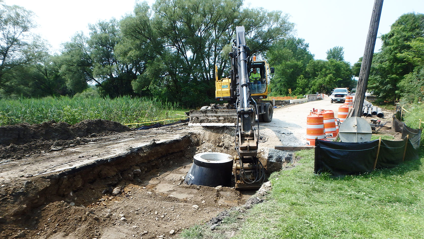 Wastewater Collection photo with equipment on road
