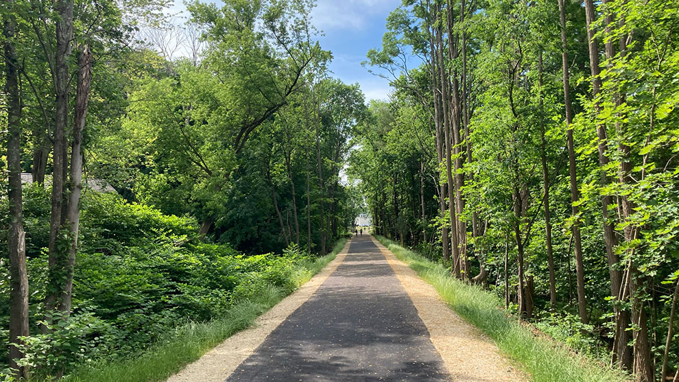 View of the Dover Trail completed projects with paved trail