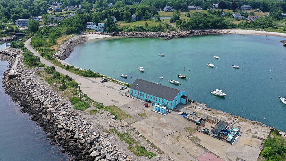 Overhead view of marine station before