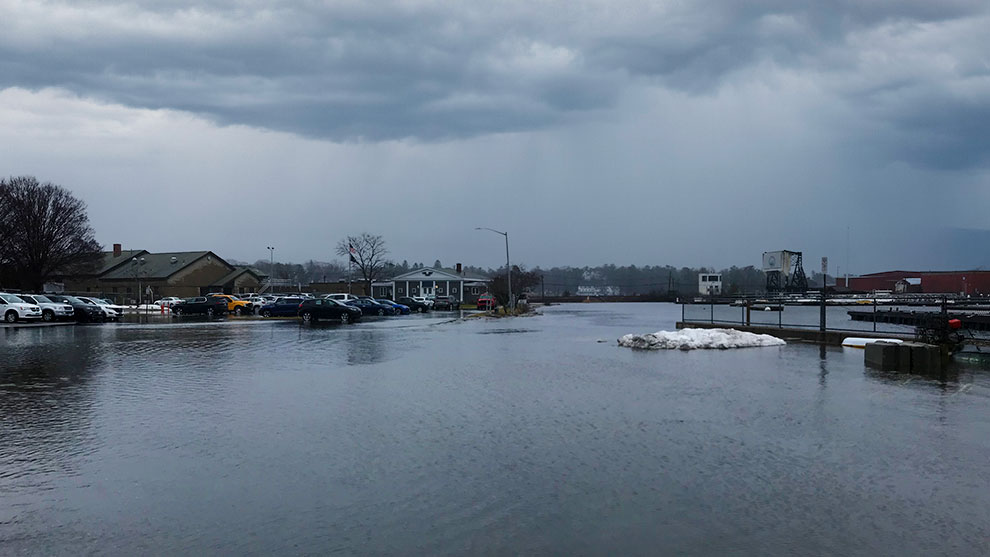 Flooded parking lot