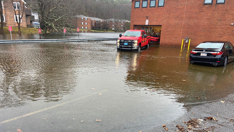 Parking lot flooding at firehouse