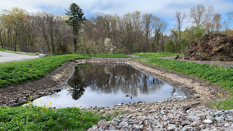 Pond on work site