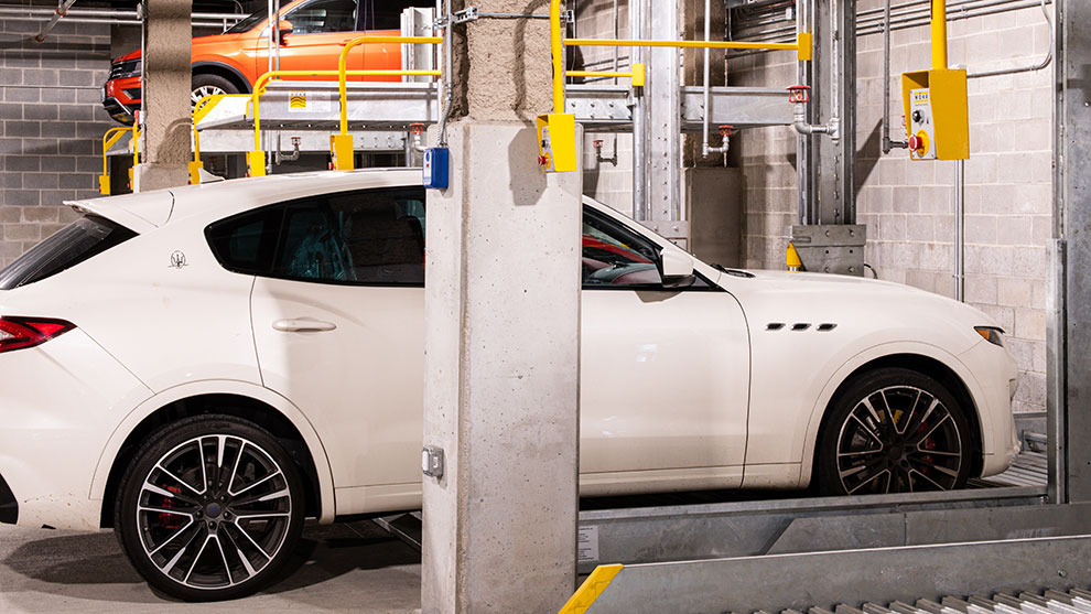 Garage car stacker at Nightingale redevelopment