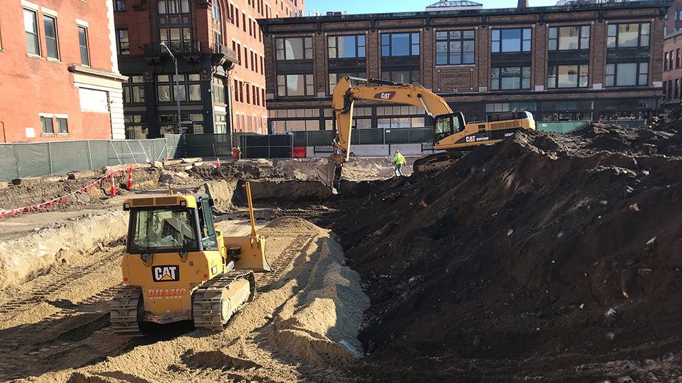 Excavators at the construction site