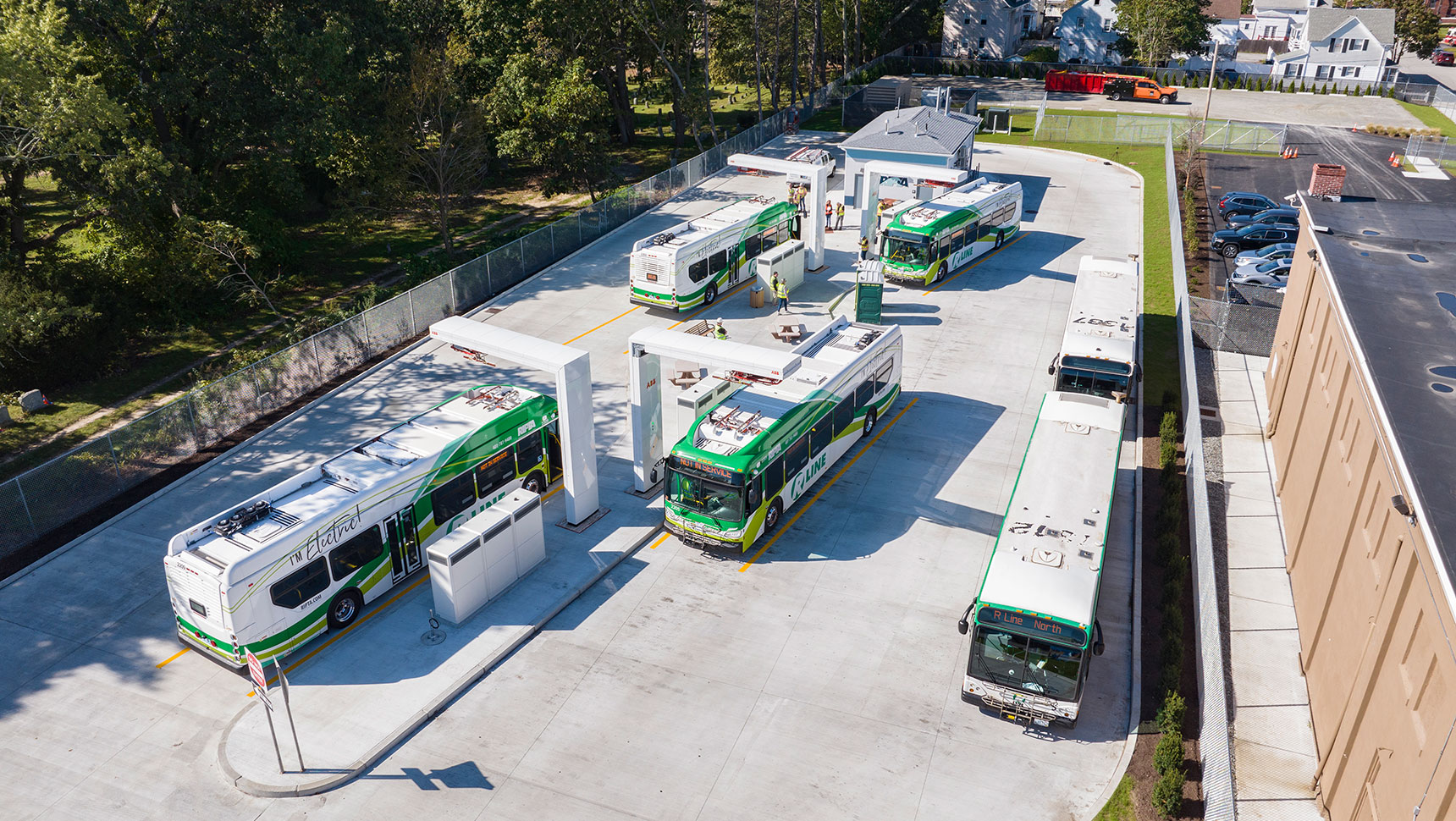 Electric buses charging
