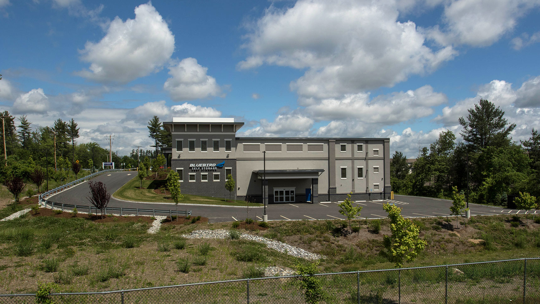 Side view of completed building