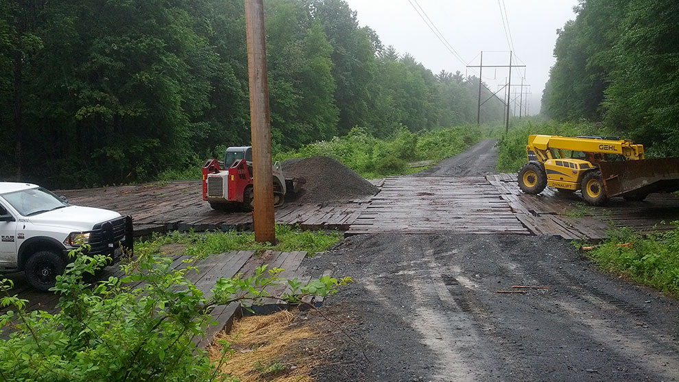 Excavators working on utility line area