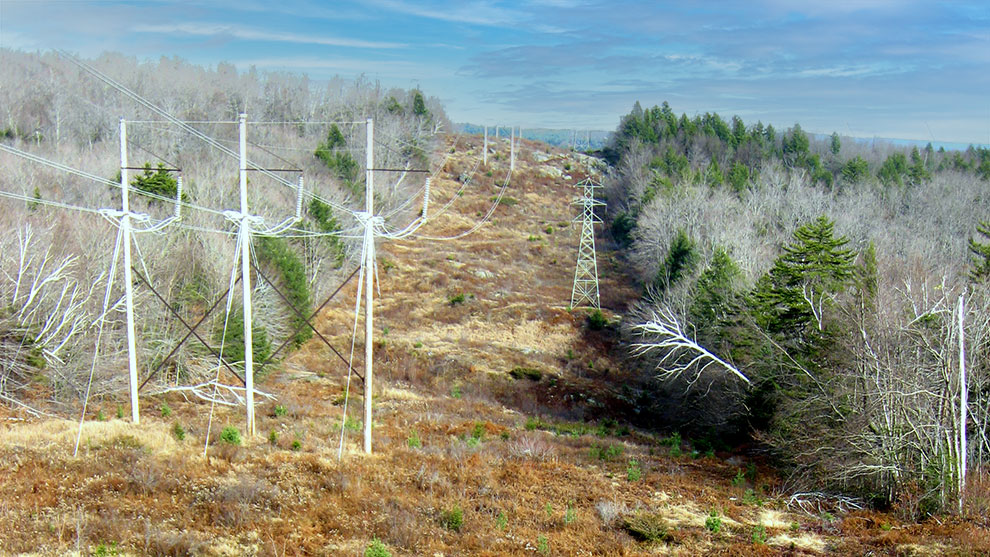 Utility lines on mountain