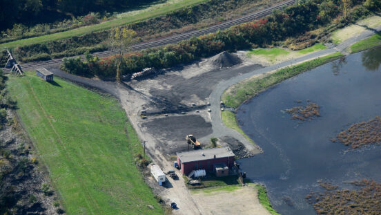 Aerial view of construction area