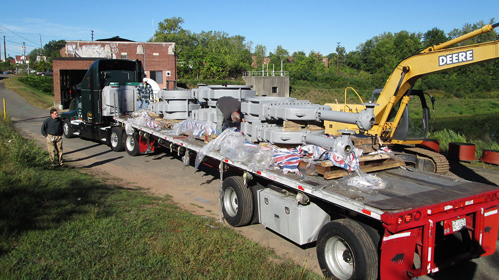 Large truck delivering equipment to the site