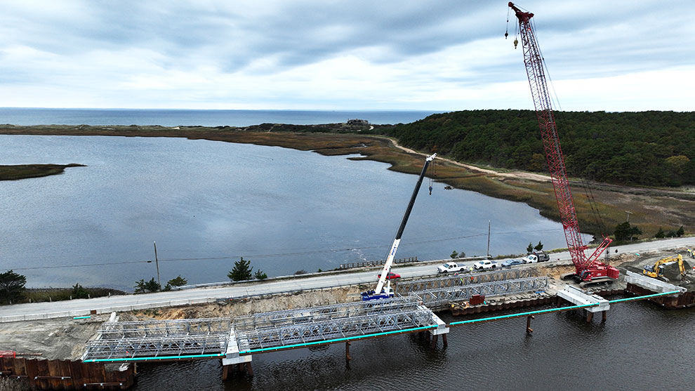 side view of construction on herring river bridge