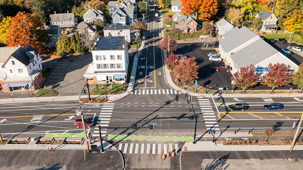 King street intersection view with bike lane