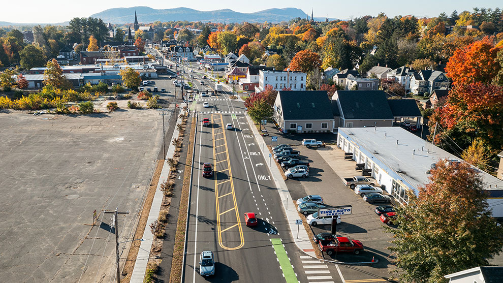 Kaneb street aerial view of bike lane