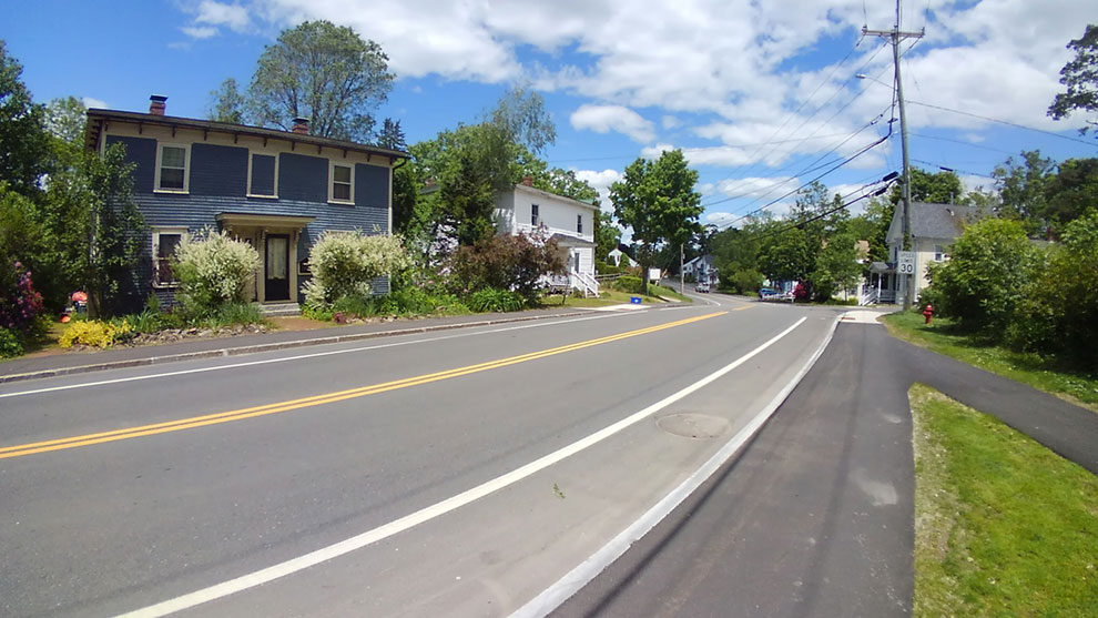 Newmarket street view of road and houses