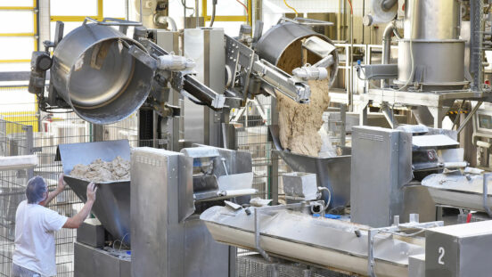 food machinery in a food plant