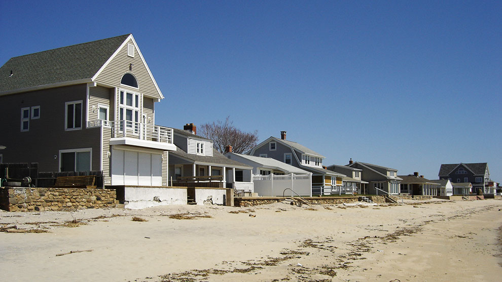 front view of houses on the beach