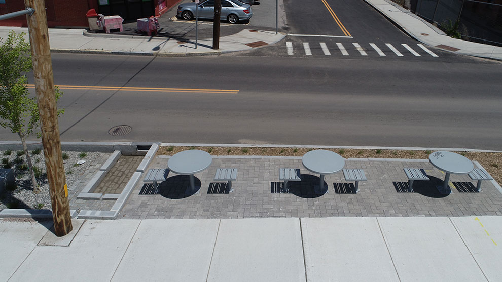 Pine street green infrastructure elements and tables