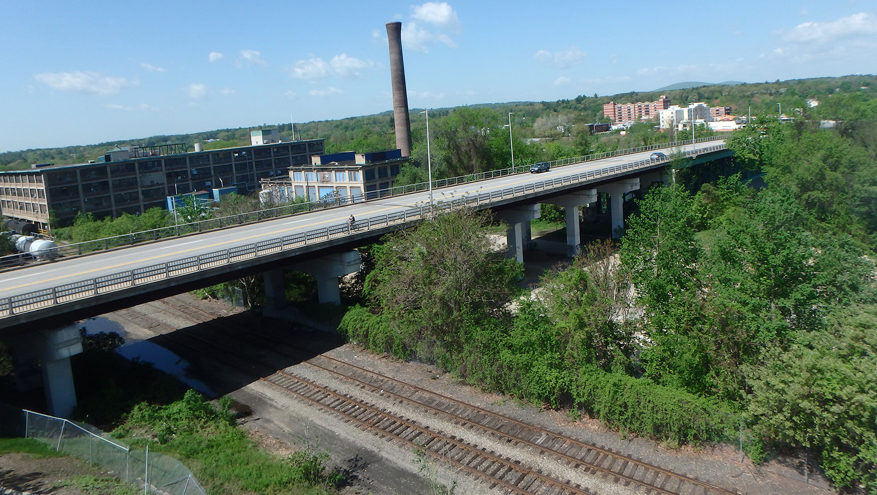 Size view of queen city bridge over the railroad tracks