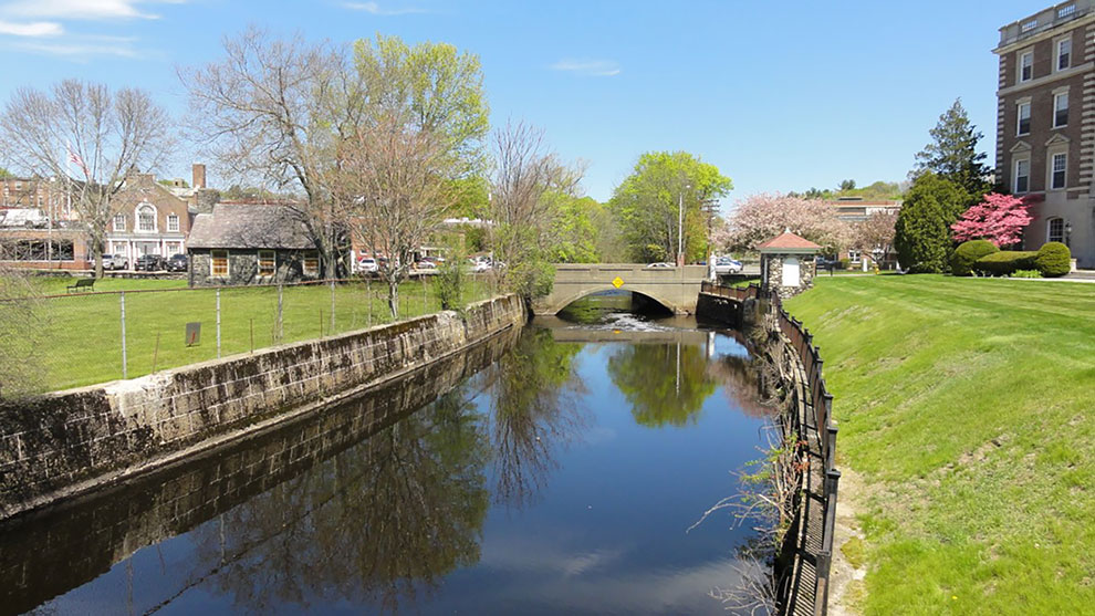 River running under a bridge