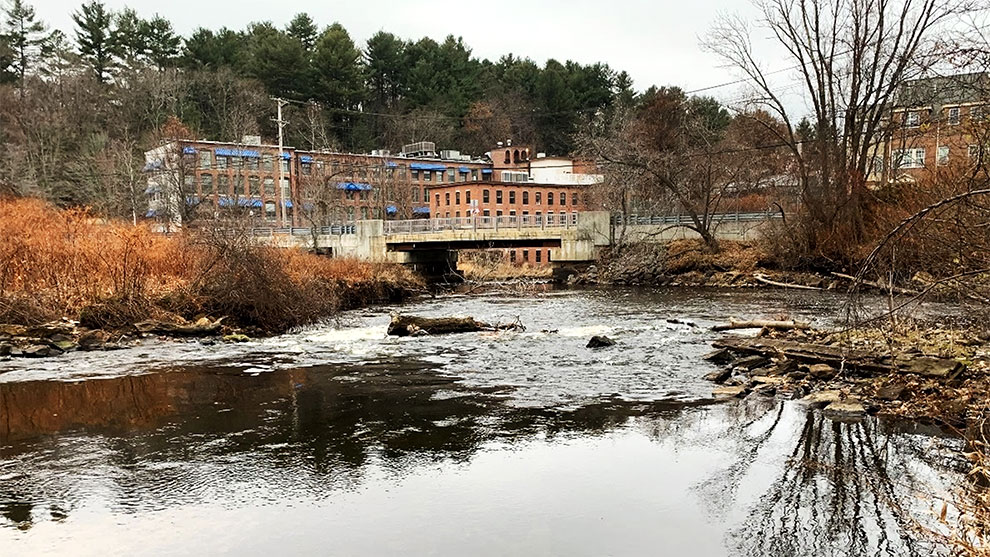 View of river with buildings in the background